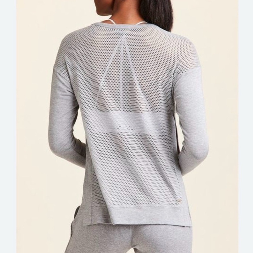Lululemon “Well Being” Sweater in Heather Vapor Grey - Mesh Back sz 12
